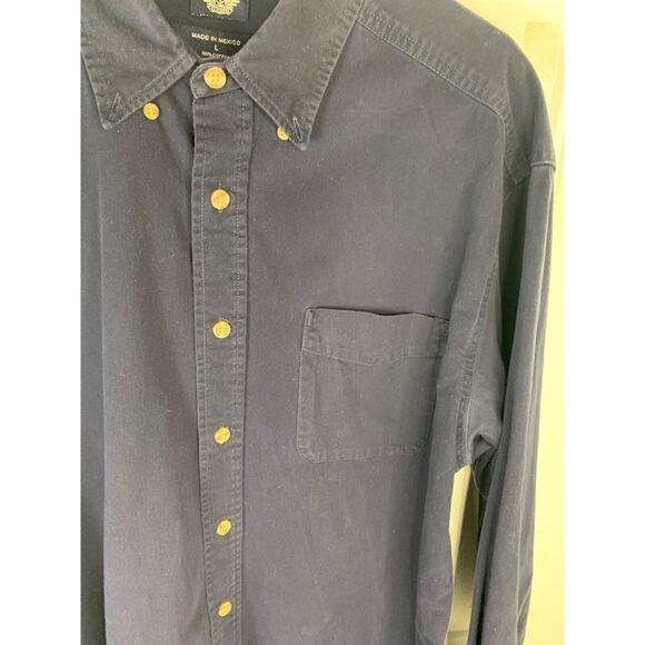 Dockers Mens Navy Blue Button-Down Long Sleeve Shirt Size L 100% Cotton - Picture 4 of 6